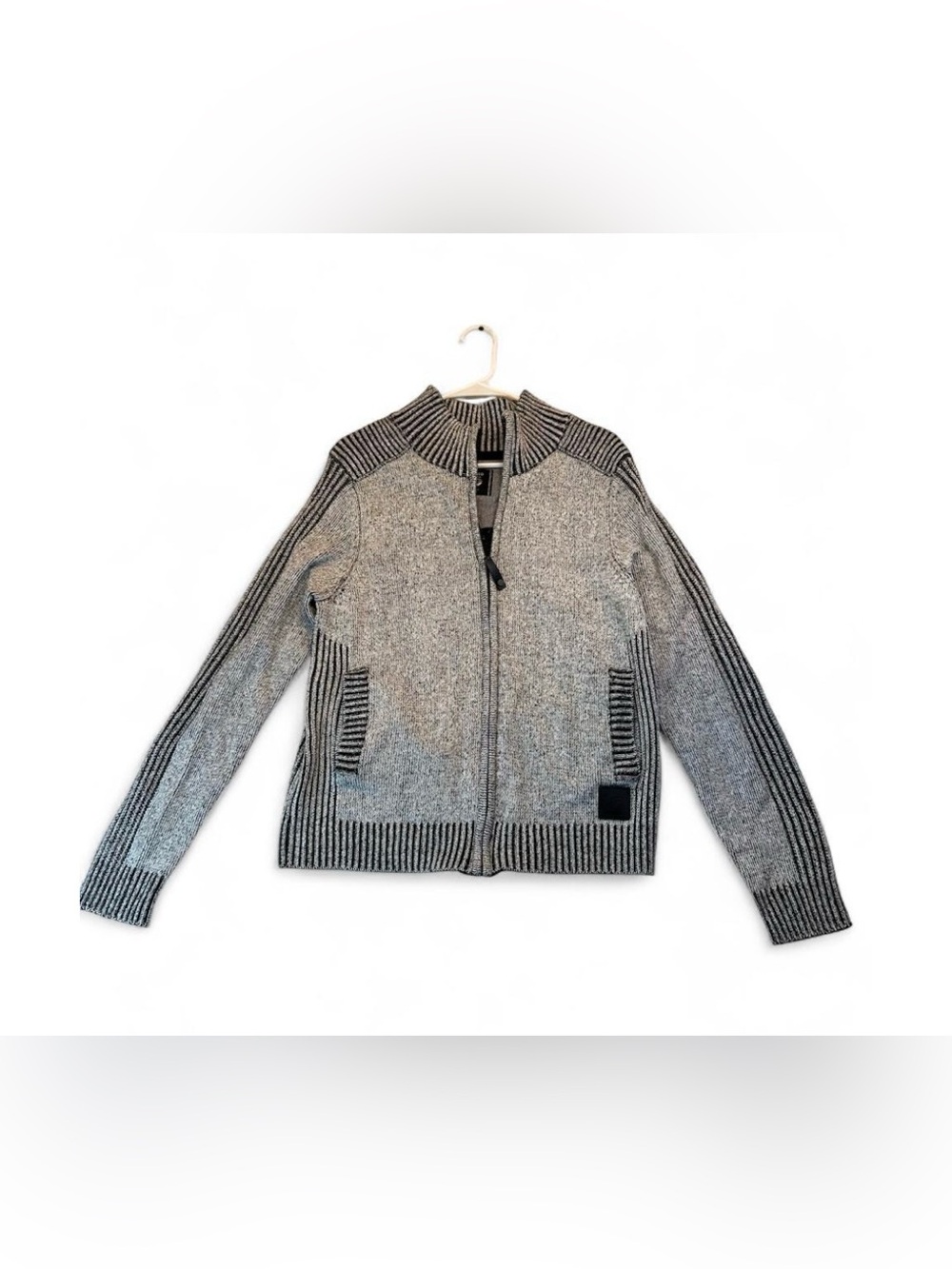 Fried Men's Gray Full-Zip Knit Sweater Jacket